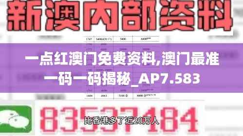 一点红澳门免费资料,澳门最准一码一码揭秘_AP7.583