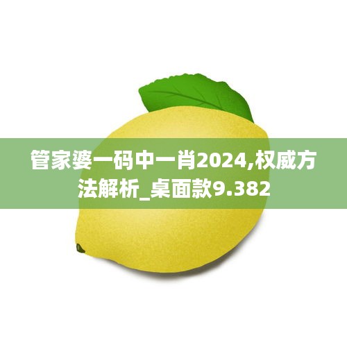 管家婆一码中一肖2024,权威方法解析_桌面款9.382