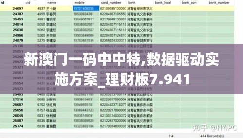 新澳门一码中中特,数据驱动实施方案_理财版7.941