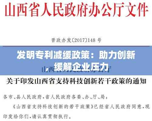 发明专利减缓政策：助力创新，缓解企业压力