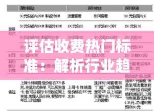 评估收费热门标准:解析行业趋势与消费者选择