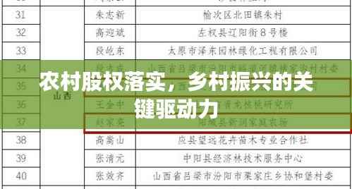 农村股权落实，乡村振兴的关键驱动力