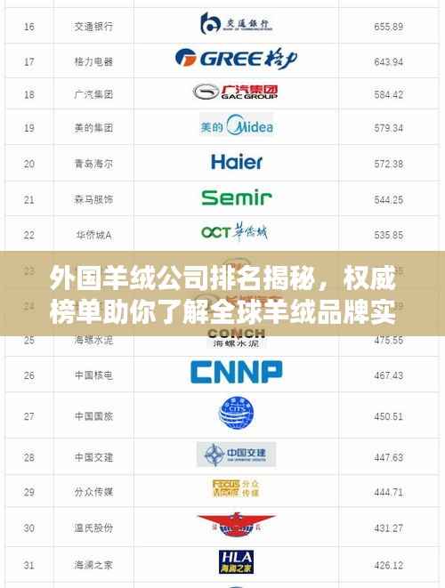 外国羊绒公司排名揭秘，权威榜单助你了解全球羊绒品牌实力对比！
