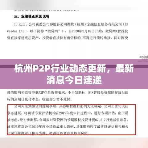 杭州P2P行业动态更新，最新消息今日速递