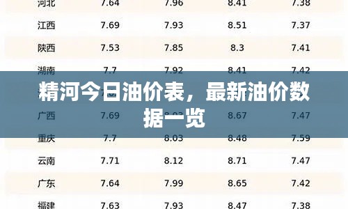 精河今日油价表,最新油价数据一览