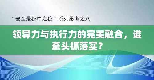 领导力与执行力的完美融合,谁牵头抓落实?