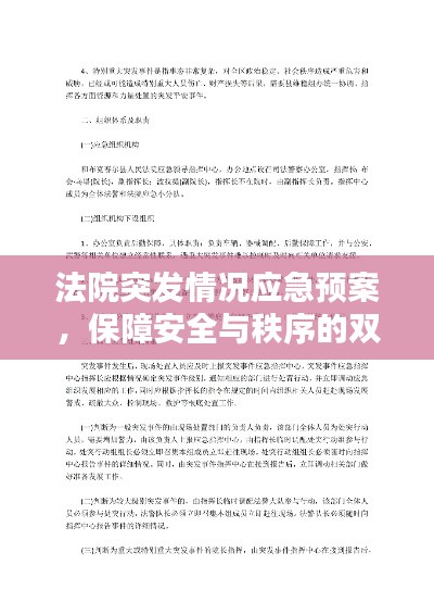 法院突发情况应急预案，保障安全与秩序的双重防线