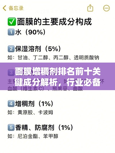 面膜增稠剂排名前十关键成分解析，行业必备指南