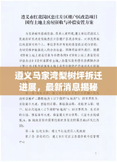 遵义马家湾梨树坪拆迁进展,最新消息揭秘