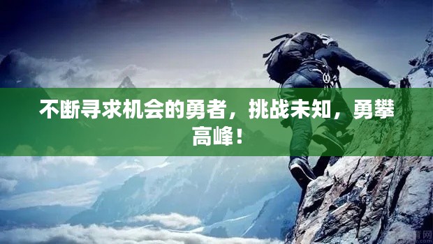 不断寻求机会的勇者，挑战未知，勇攀高峰！